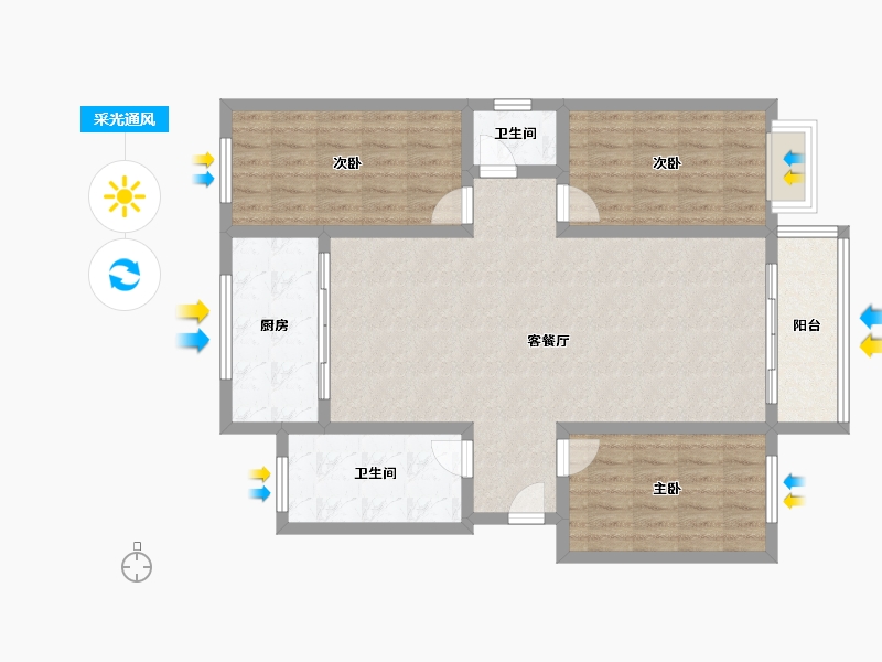 湖北省-孝感市-碧桂园-107.00-户型库-采光通风