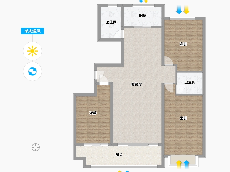 山东省-潍坊市-方舟怡家-120.68-户型库-采光通风