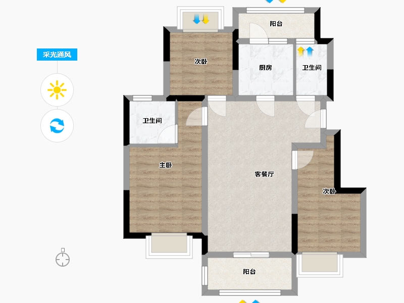 重庆-重庆市-中建滨江星城-81.00-户型库-采光通风