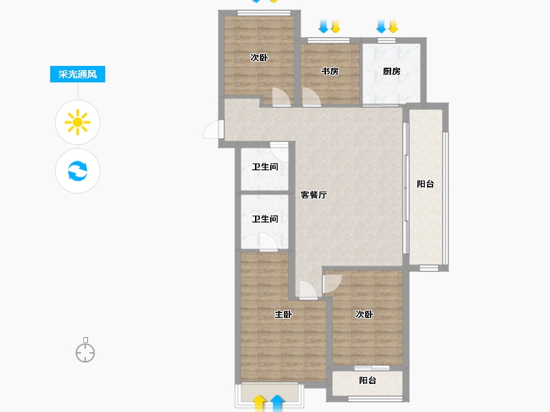 浙江省-杭州市-杭腾未来社区-102.00-户型库-采光通风