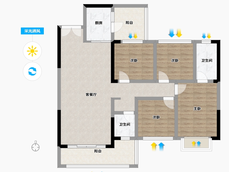 贵州省-贵阳市-一号大院-103.00-户型库-采光通风