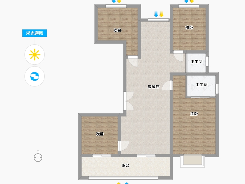 云南省-昆明市-君庭云邸-109.00-户型库-采光通风