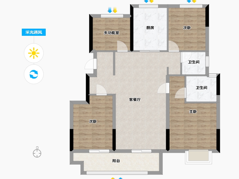 浙江省-嘉兴市-理想大地-98.00-户型库-采光通风