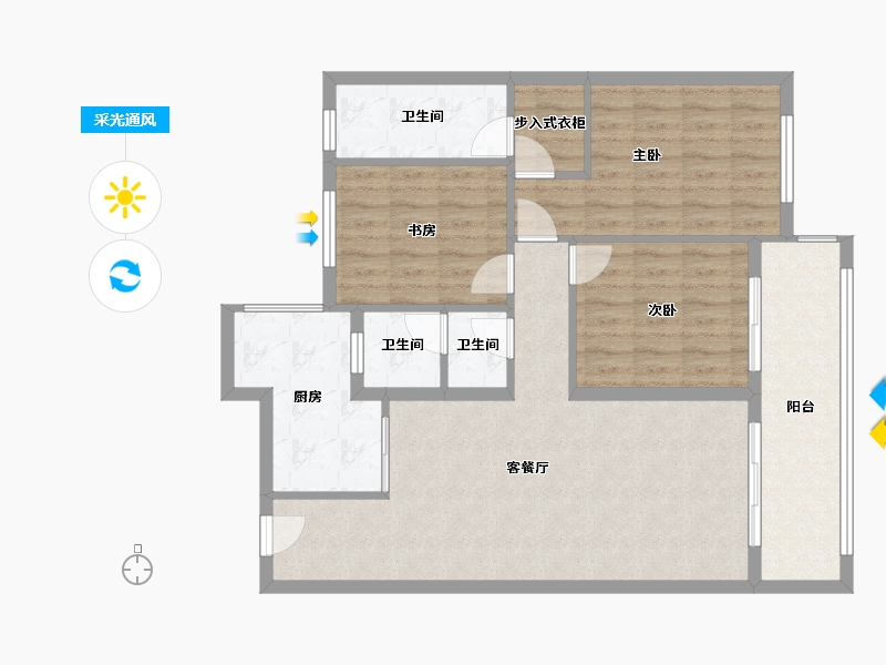 湖北省-黄冈市-月湖小区-108.00-户型库-采光通风