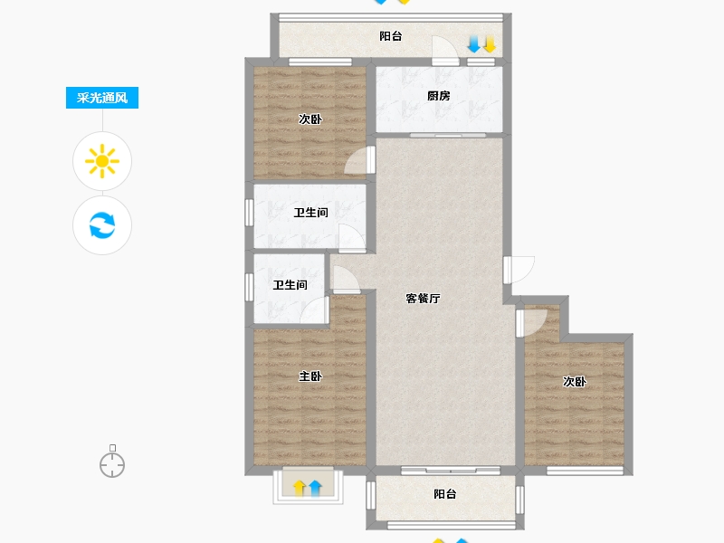 山东省-菏泽市-水岸学府-108.00-户型库-采光通风