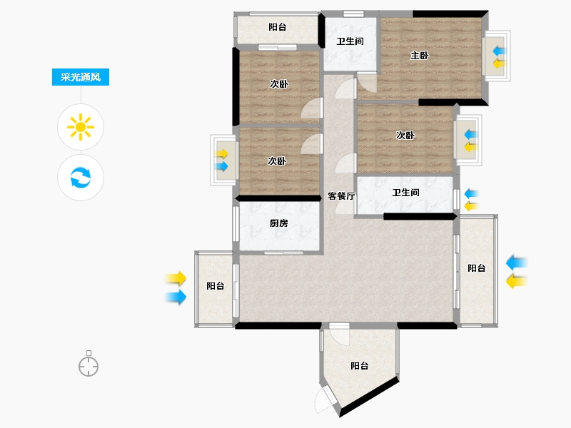 广西壮族自治区-梧州市-公园一号-130.00-户型库-采光通风