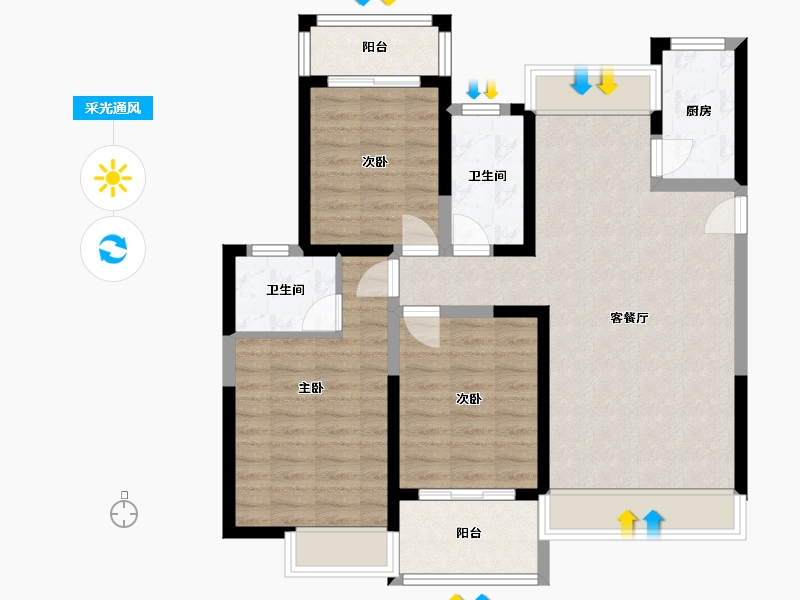 陕西省-西安市-万景荔知湾-98.00-户型库-采光通风