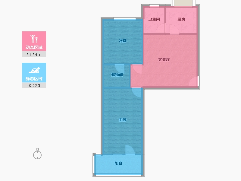 河北省-石家庄市-槐底单位宿舍-72.14-户型库-动静分区