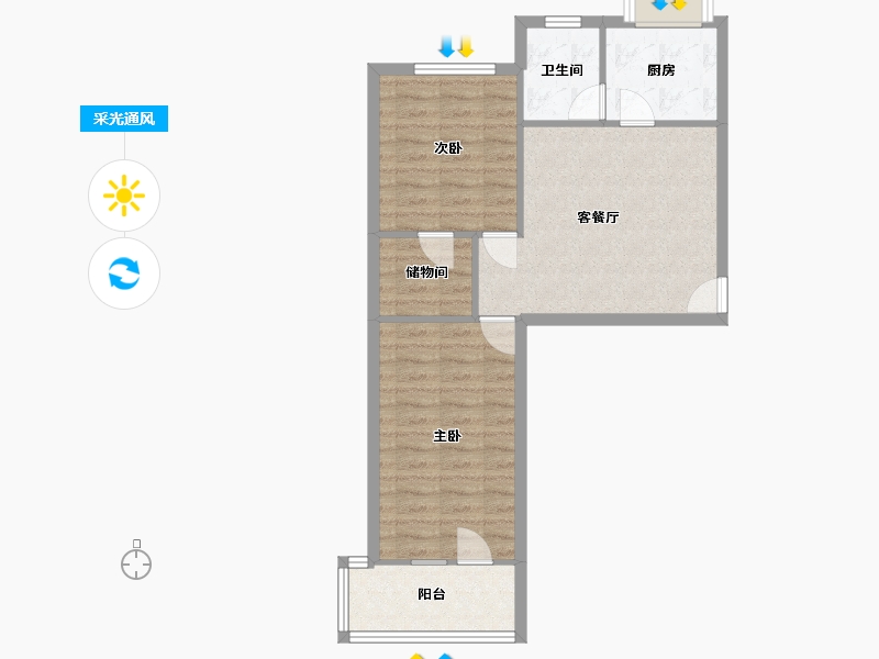 河北省-石家庄市-槐底单位宿舍-72.14-户型库-采光通风