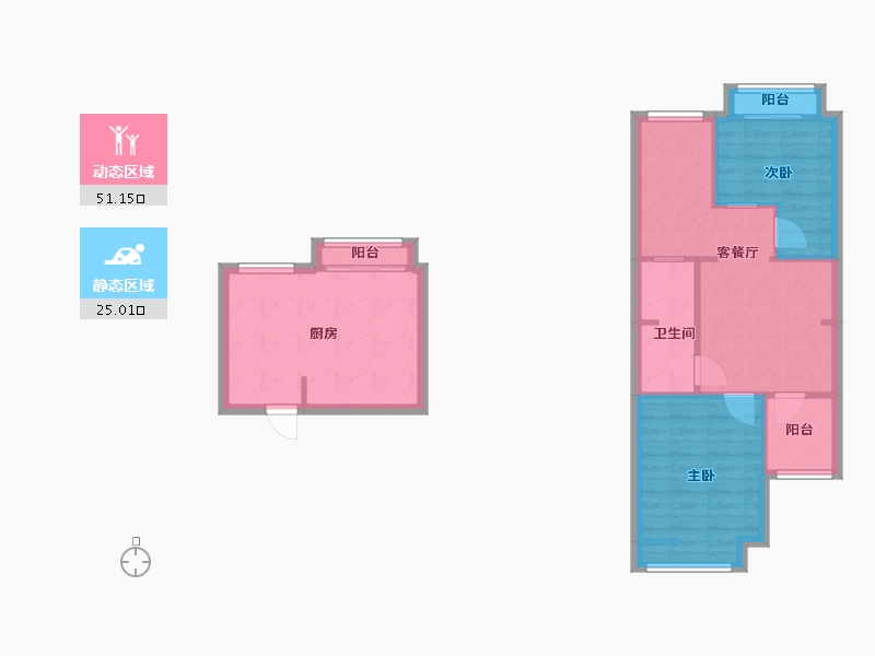 江苏省-苏州市-启航社河东-70.00-户型库-动静分区