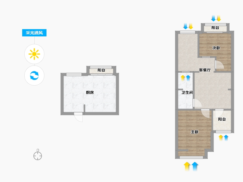 江苏省-苏州市-启航社河东-70.00-户型库-采光通风