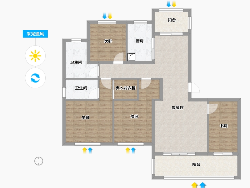 江苏省-苏州市-睿铂庭-113.00-户型库-采光通风