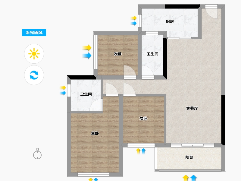 广西壮族自治区-百色市-精通锦绣澜湾-78.00-户型库-采光通风