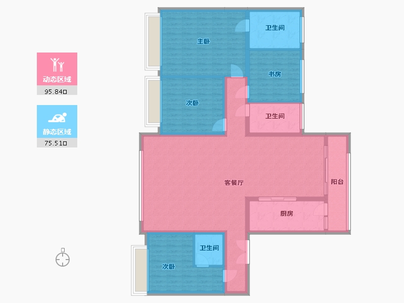 内蒙古自治区-呼伦贝尔市-心悦城-165.00-户型库-动静分区