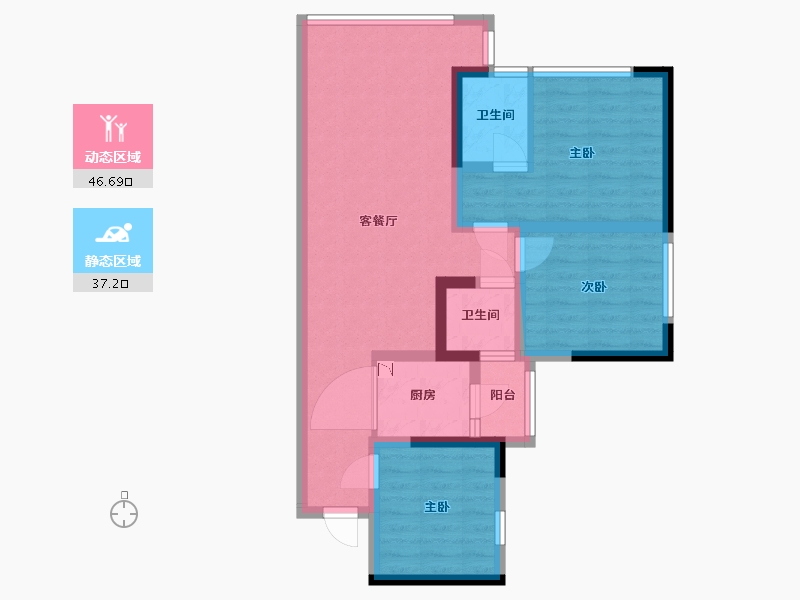 四川省-巴中市-阳光恩阳公馆-73.72-户型库-动静分区