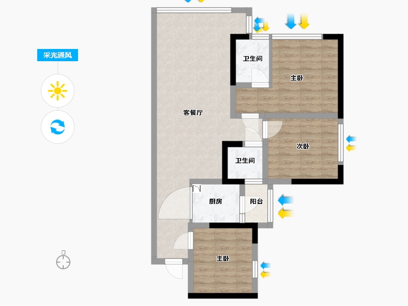 四川省-巴中市-阳光恩阳公馆-73.72-户型库-采光通风