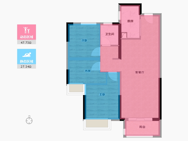 河南省-郑州市-万科山河道-72.94-户型库-动静分区