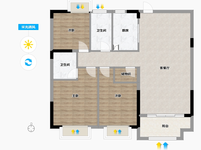 江苏省-连云港市-福泽东方-100.33-户型库-采光通风