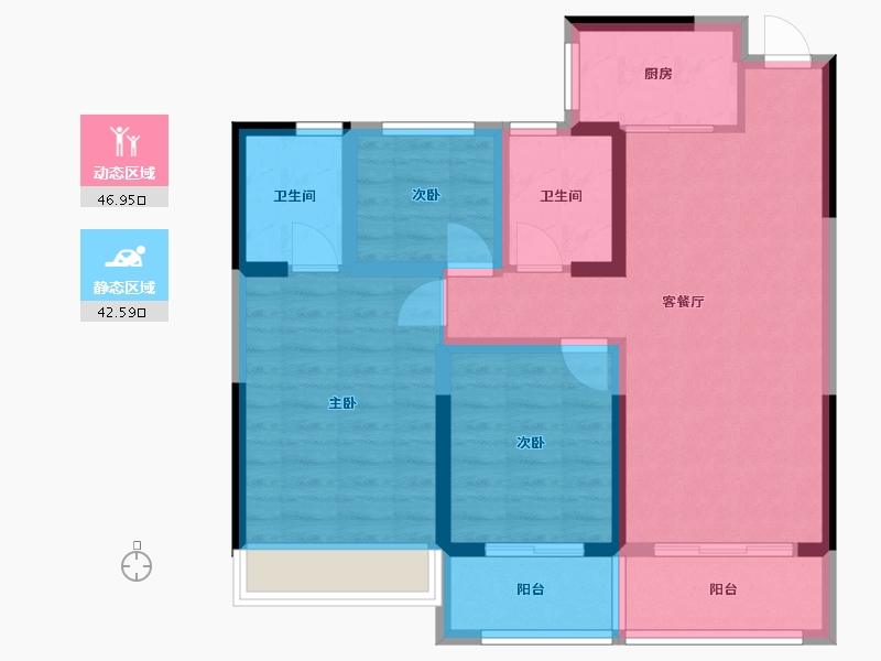 浙江省-丽水市-翡翠湾-84.88-户型库-动静分区