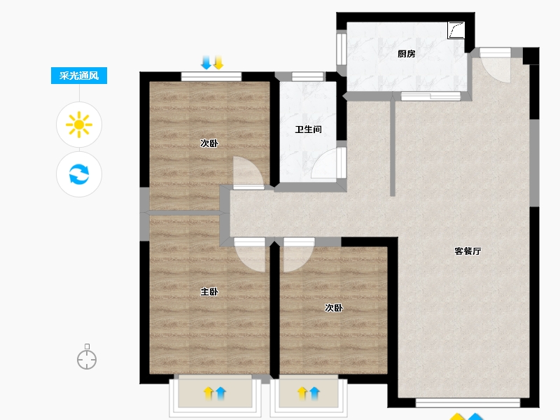 湖南省-长沙市-荣悦台-90.00-户型库-采光通风