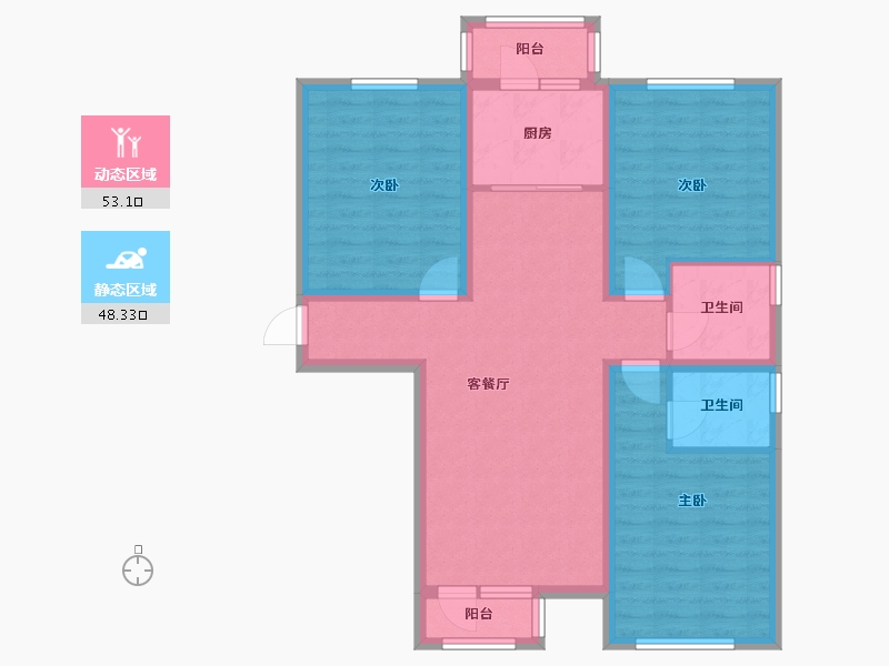 天津-天津市-温馨家园-90.08-户型库-动静分区