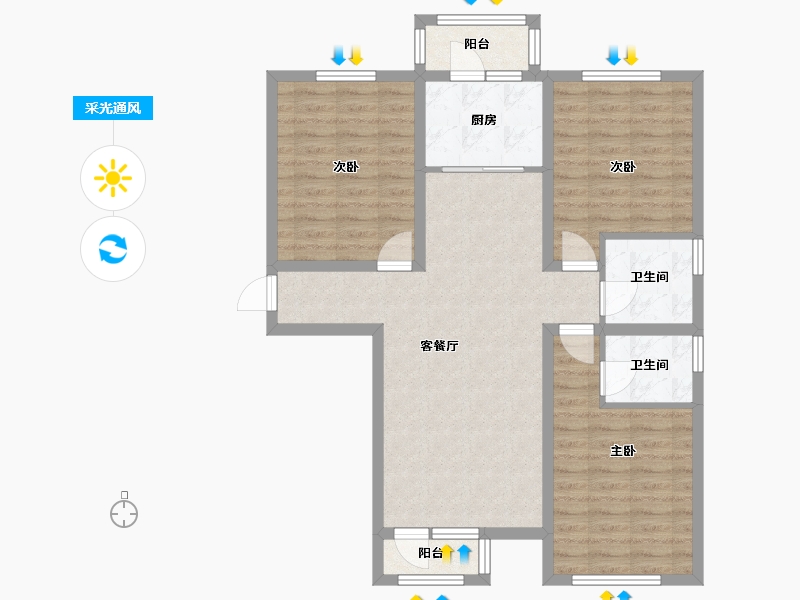 天津-天津市-温馨家园-90.08-户型库-采光通风