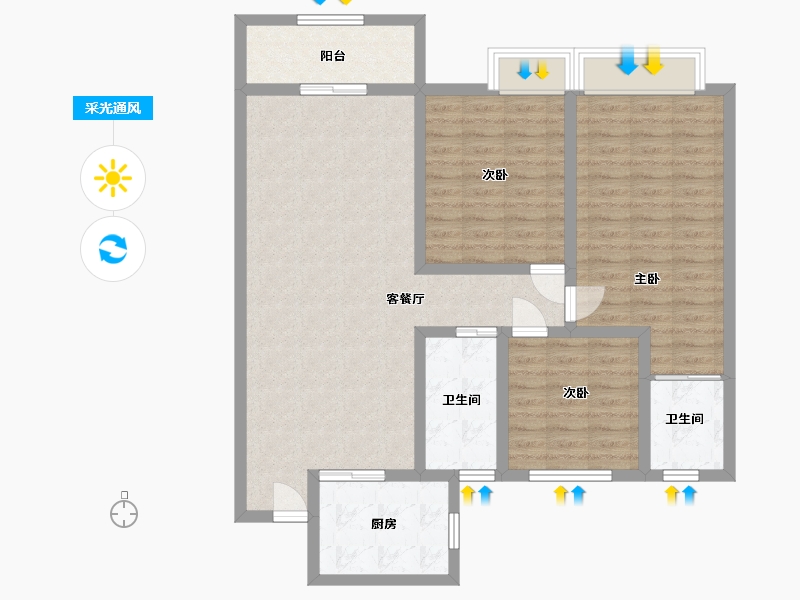 河南省-平顶山市-启德华府-103.10-户型库-采光通风