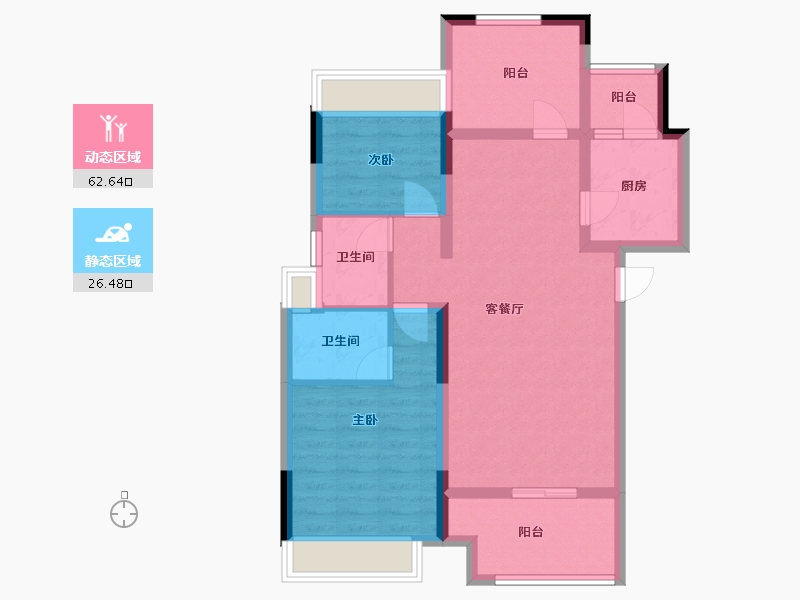 重庆-重庆市-檀府-96.46-户型库-动静分区