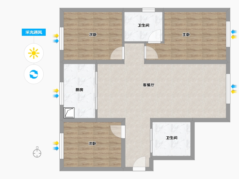 河北省-廊坊市-天园三期-89.00-户型库-采光通风