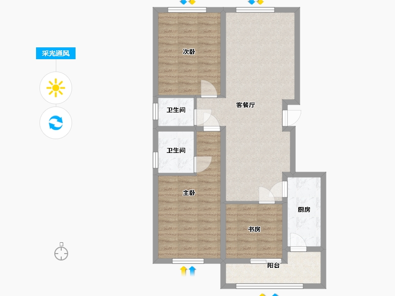 陕西省-西安市-研究所-90.00-户型库-采光通风