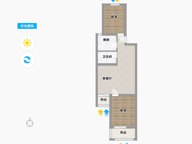 北京-北京市-艺苑西里-52.80-户型库-采光通风