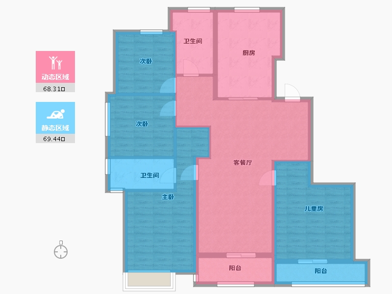 浙江省-杭州市-明德明理府-130.00-户型库-动静分区