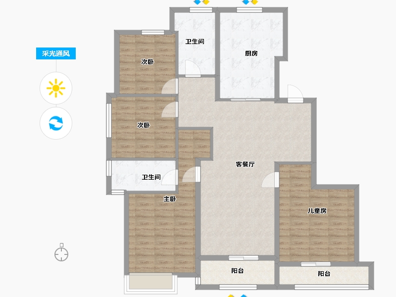 浙江省-杭州市-明德明理府-130.00-户型库-采光通风