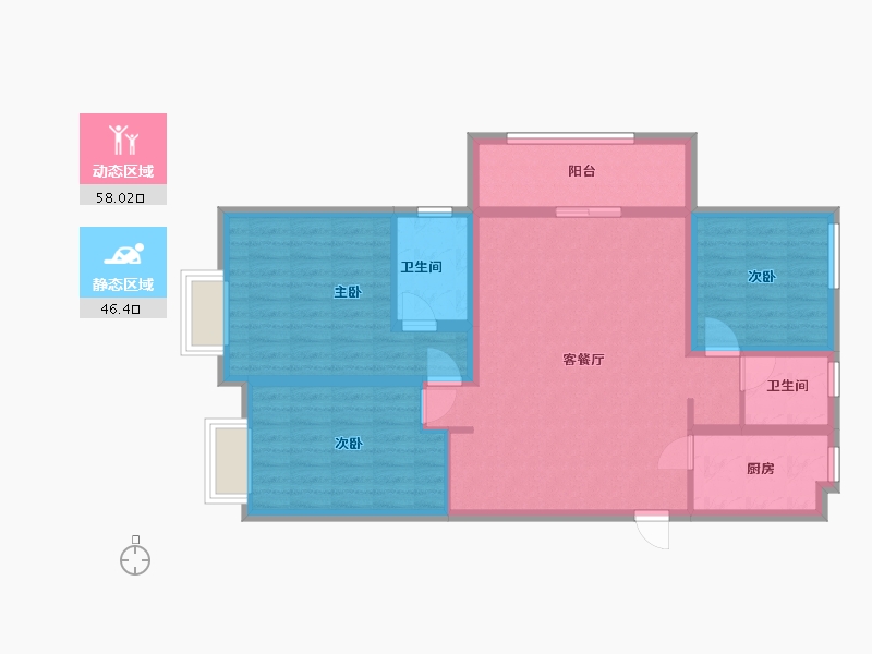 江苏省-宿迁市-珑悦花园-98.31-户型库-动静分区