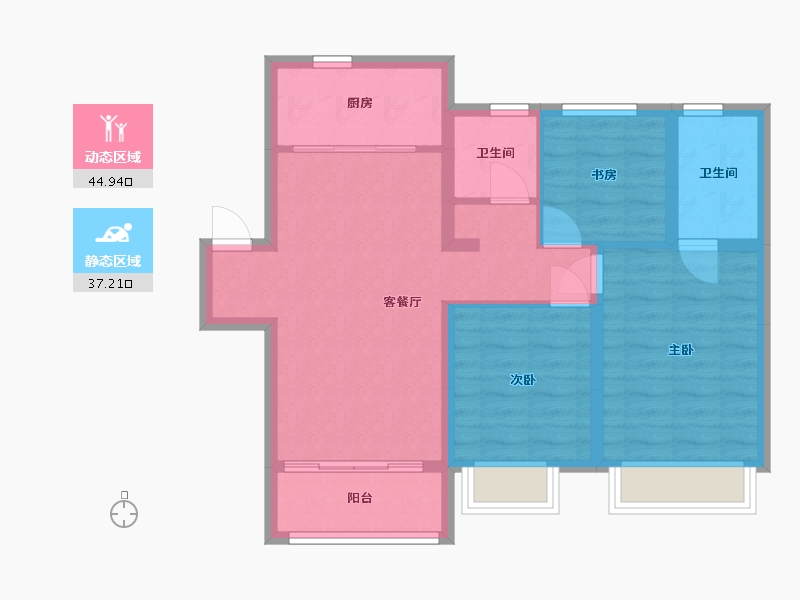 山东省-济南市-中建·蔚蓝之城-82.30-户型库-动静分区