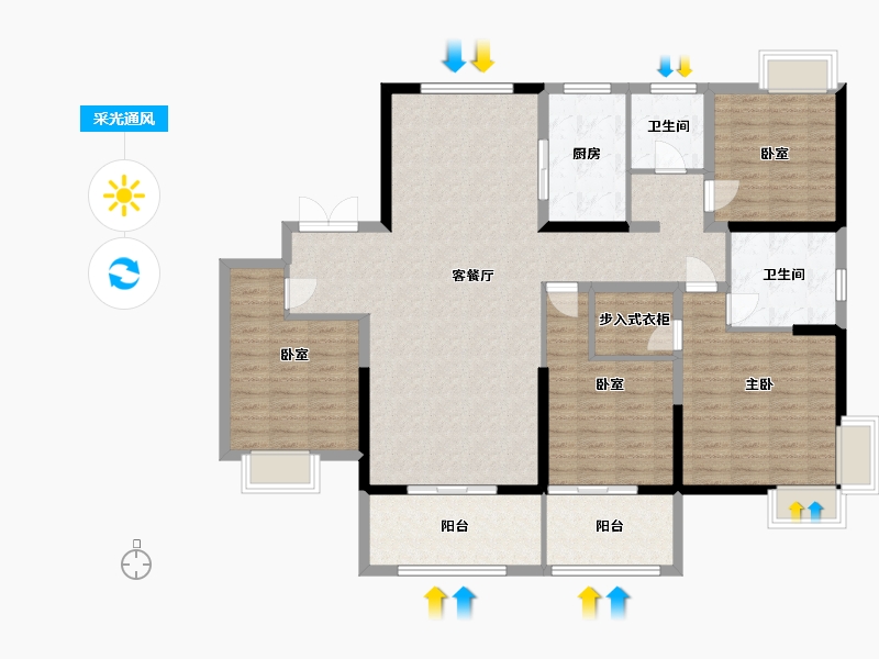 江苏省-扬州市-三金广陵铭著-138.00-户型库-采光通风