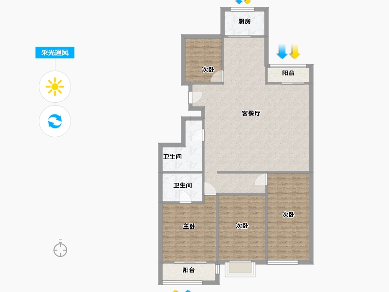 河北省-廊坊市-锦绣家园-120.00-户型库-采光通风