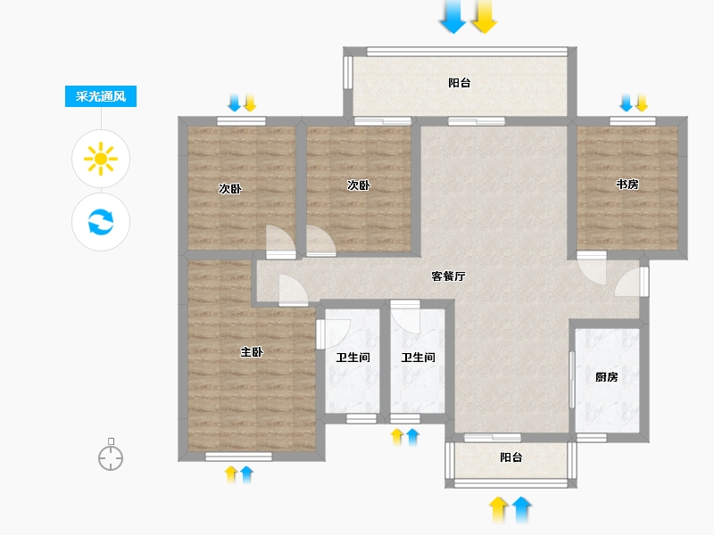 广西壮族自治区-贵港市-彰泰滨江学府-110.00-户型库-采光通风