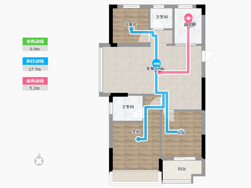 浙江省-嘉兴市-欣隆府-71.41-户型库-动静线