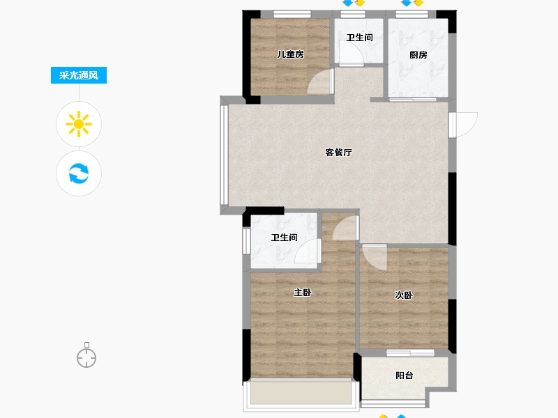 浙江省-嘉兴市-欣隆府-71.41-户型库-采光通风