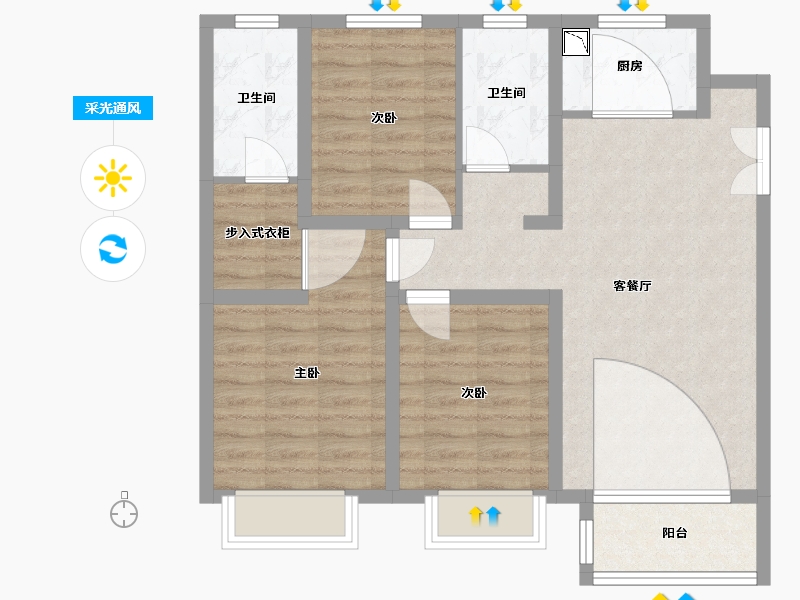 河北省-保定市-朝阳首府澜园-81.60-户型库-采光通风