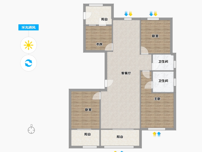 浙江省-温州市-华鸿时代中央公园-115.00-户型库-采光通风