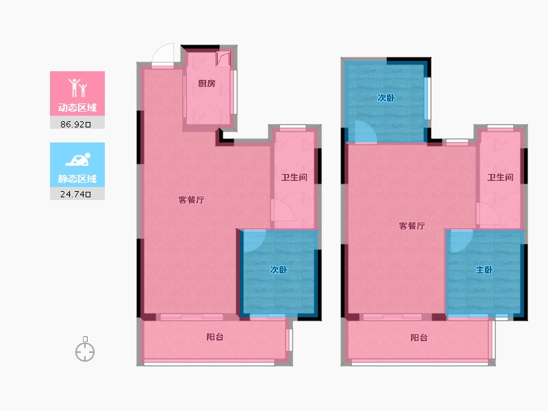 湖北省-武汉市-明想青年汇-100.00-户型库-动静分区