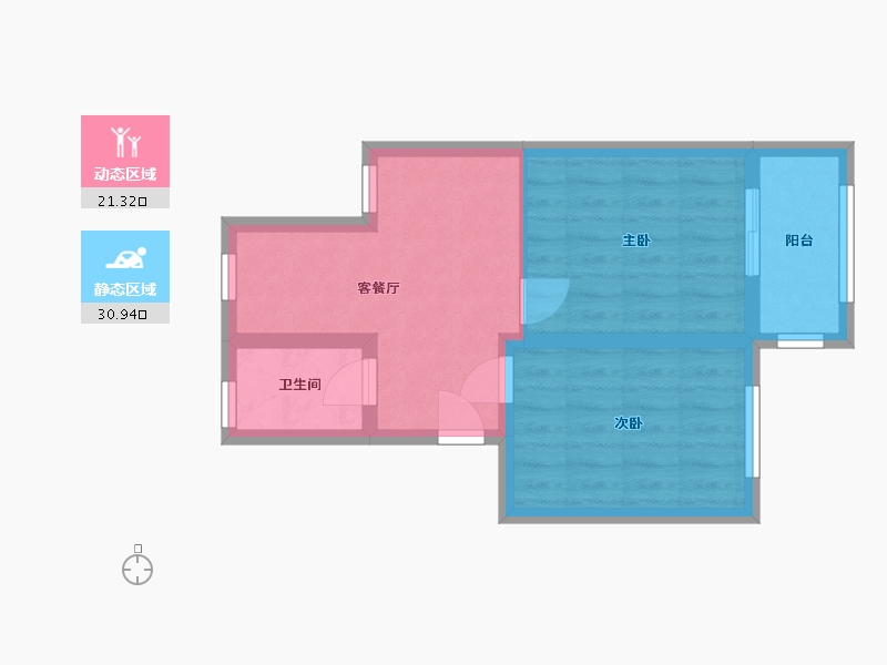 江苏省-苏州市-新浒花园一区-52.00-户型库-动静分区