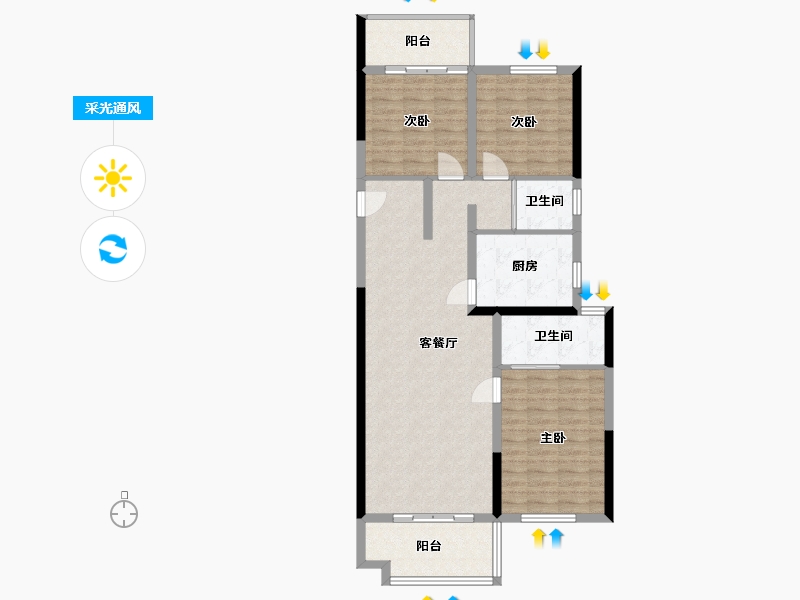 湖南省-长沙市-旭辉都会山-102.00-户型库-采光通风