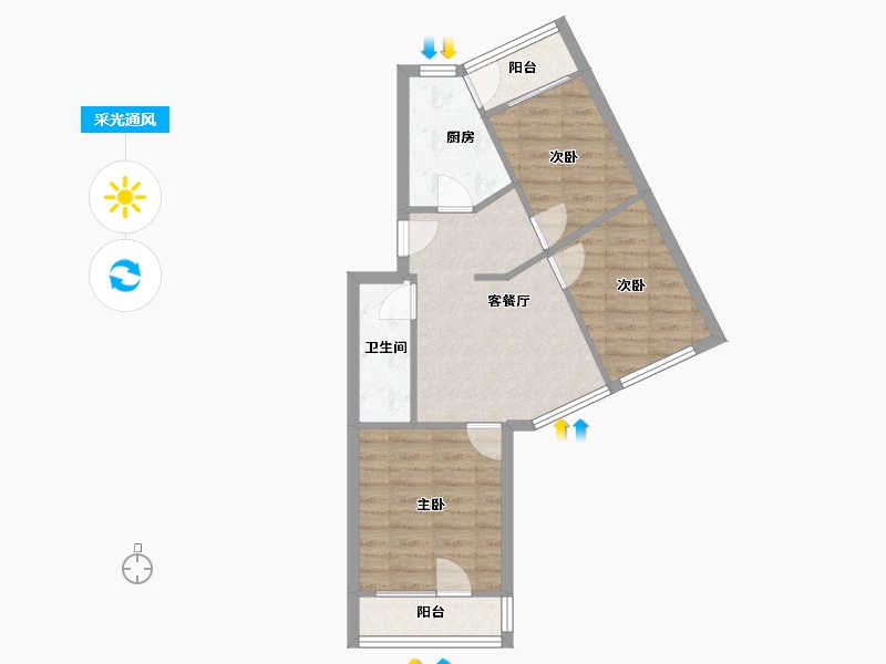 北京-北京市-望京南湖中园二区-63.22-户型库-采光通风