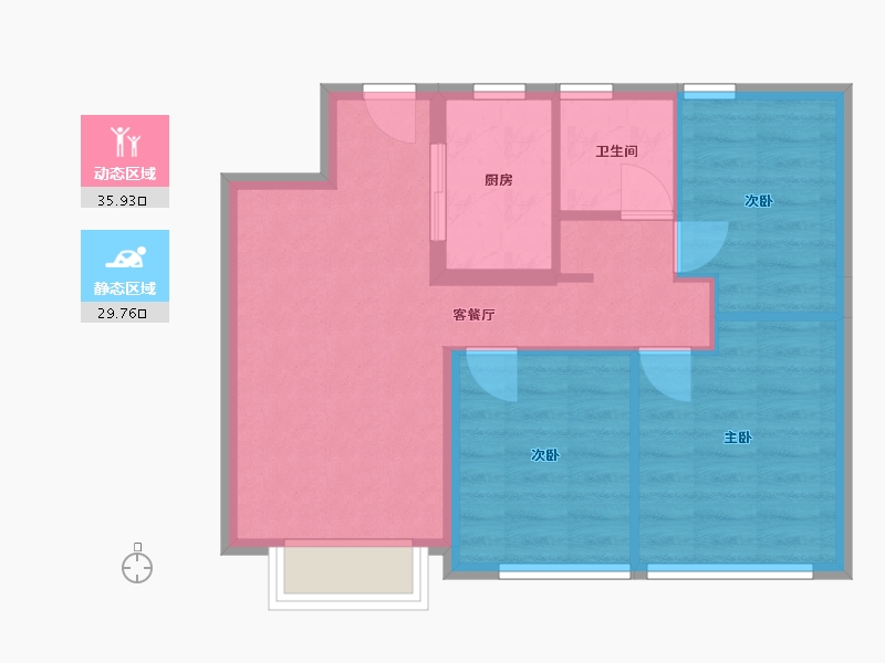 天津-天津市-绿城诚园-66.75-户型库-动静分区