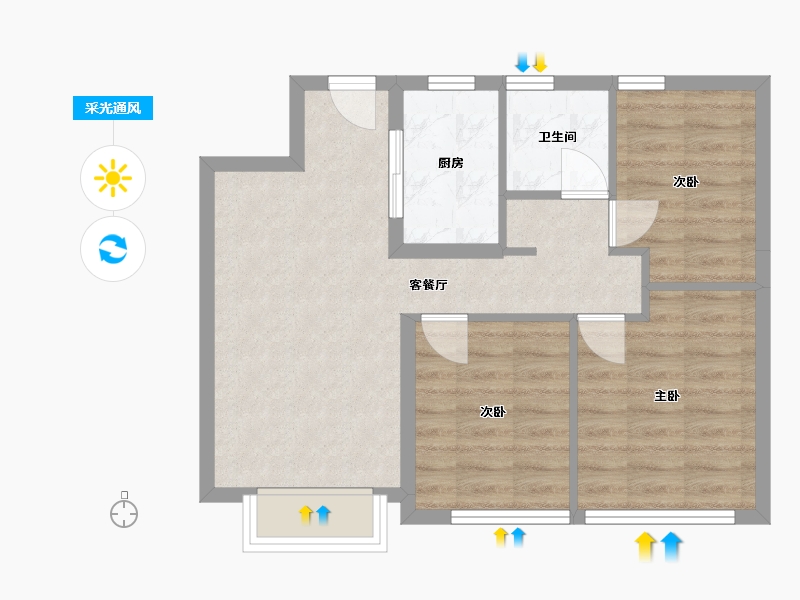 天津-天津市-绿城诚园-66.75-户型库-采光通风