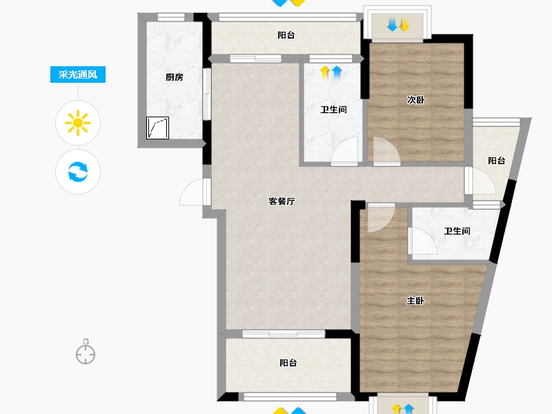 湖北省-天门市-馨悦雅苑-100.00-户型库-采光通风