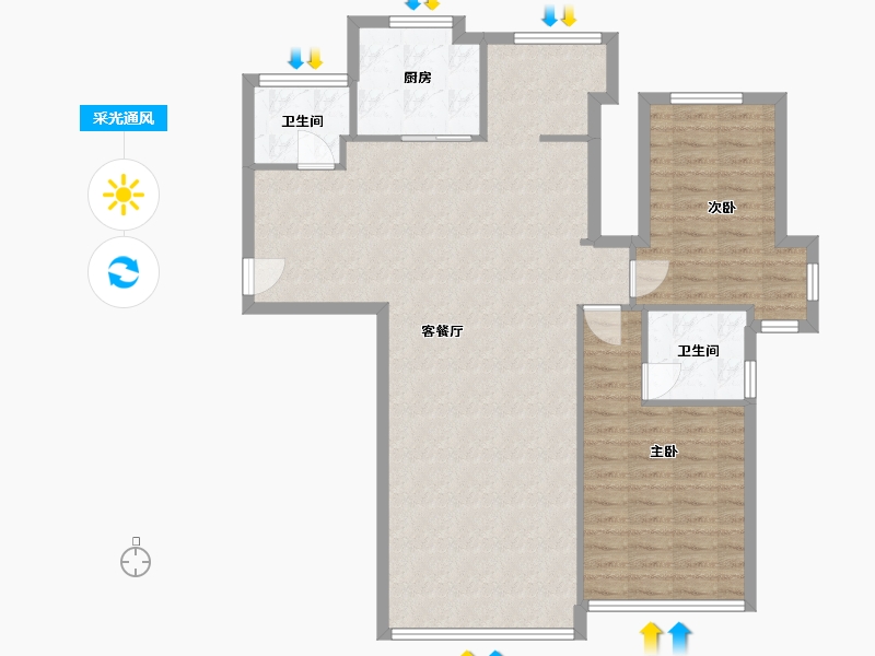 福建省-福州市-银河湾一期-106.00-户型库-采光通风